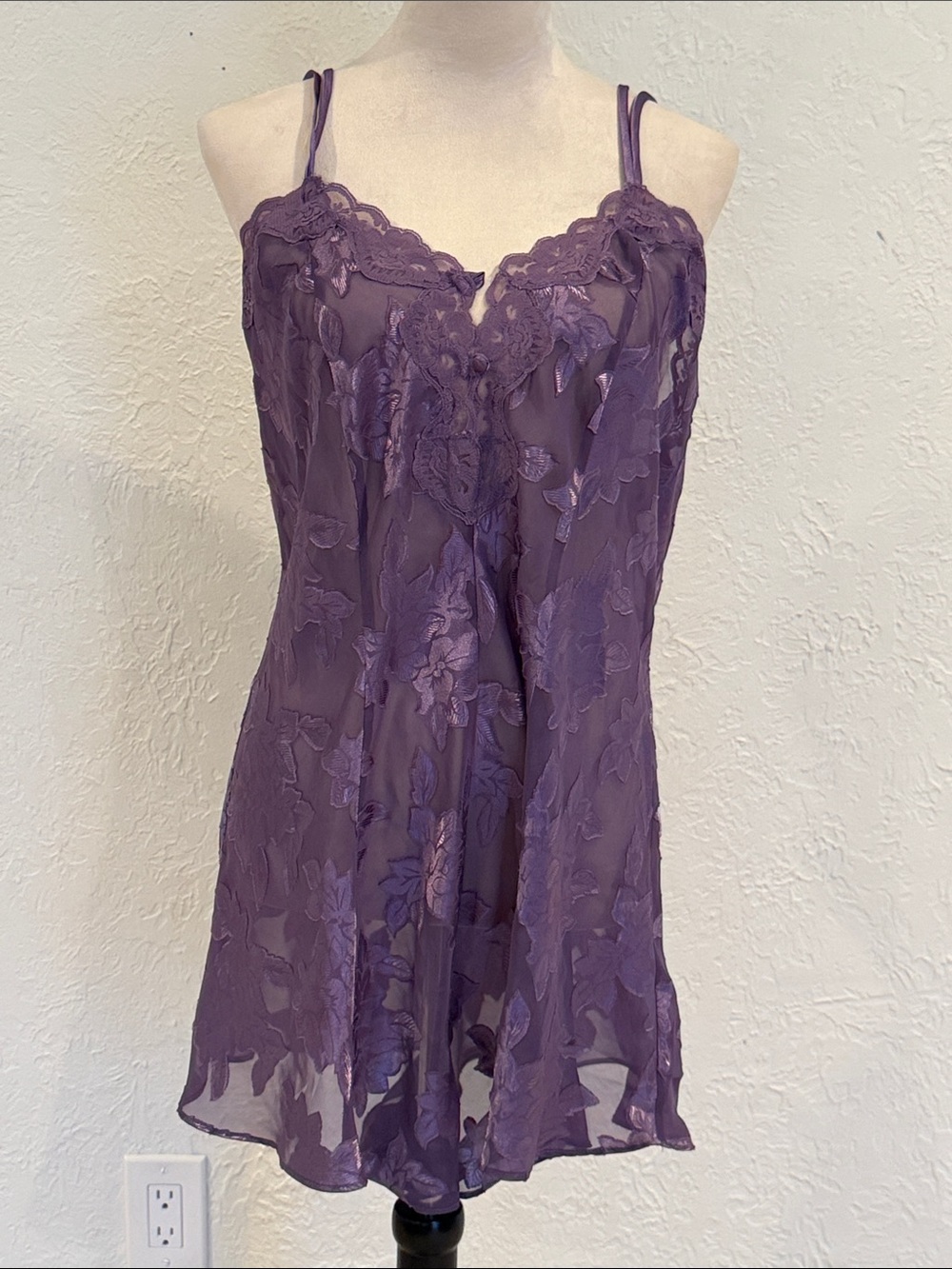 Solange Intimates Pajama Romper Sheer Chemise in Deep Purple size 14/16